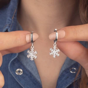 Miavi Silver 925 Ayar Gümüş Kar Tanesi Sallantılı Küpe