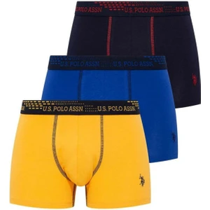 U.S. Polo Assn. 80178 Erkek Sax-Lacivert-Sarı 3'lü Boxer