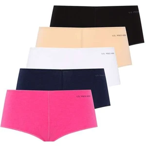 U.S. Polo Assn. 67004 Kadın Siyah-Ten-Beyaz-Fuşya-Lacivertvert 5'li Kıl Lastikli Şort Boxer
