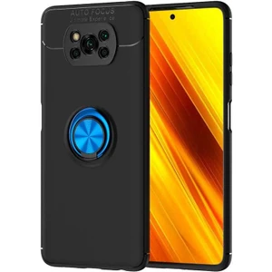 Xiaomi Poco X3 Nfc Yüzüklü Manyetik Ravel Kılıf Nano Ekran Koruyucu Full Setsiyah Mavi