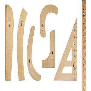Fdm Moonstar 7 Parça Set - 7 Parça Ahşap Riga Seti - Riga Takımı - Cetvel