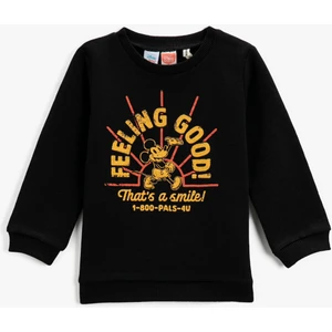 Mickey Mouse Baskılı Sweatshirt Bisiklet Yaka Lisanslı