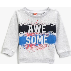 Awesome Baskılı Sweatshirt Bisiklet Yaka