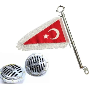 Motosiklet Makam Bayrağı ve Nikel Hella Korna Takımı