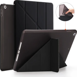 Mobaxaksesuar Apple iPad 9. Nesil 10.2" Kılıf Trifolding Arkası Silikon Smart A2602 A2603 A2605 A2604 Siyah