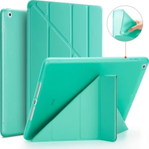 Mobaxaksesuar Apple iPad 9. Nesil 10.2" Kılıf Trifolding Arkası Silikon Smart A2602 A2603 A2605 A2604 Turkuaz