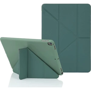 Mobaxaksesuar Apple iPad 9. Nesil 10.2" Kılıf Trifolding Arkası Silikon Smart A2602 A2603 A2605 A2604 Koyu Yeşil