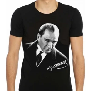 Tahtakale Marketi Yetişkin Atatürk Tişört Siyah Atatürk Baskılı T-Shirt