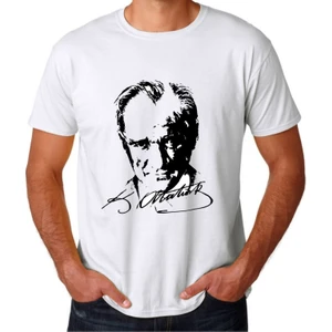 Tahtakale Marketi Yetişkin Atatürk Tişört Beyaz Atatürk Baskılı T-Shir