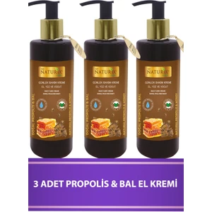 3 Adet  Doğal Propolis & Bal Özlü 250 ml Nemlendirici El - Yüz - Vücut Bakım Kremi