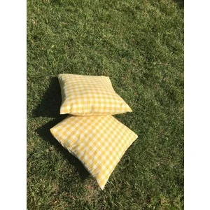 Sarı  Beyaz Ekose  40*40 Içi Dolgulu  Minderleri Minderler 2 Adet