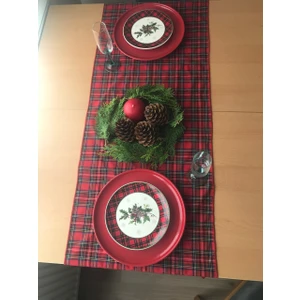 Kırmızı Yılbaşı Ekose Runner Iskoç Ekose Runner 45 x 170 cm