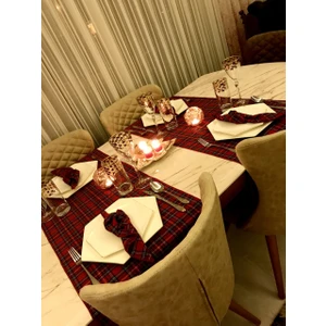 Kırmızı Yılbaşı Ekose Runner Iskoç Ekose 2'li Runner 45 x 170 cm