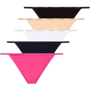 U.S. Polo Assn. 67000 Kadın Siyah-Ten-Beyaz-Fuşya-Lacivertvert 5'li Tanga Slip