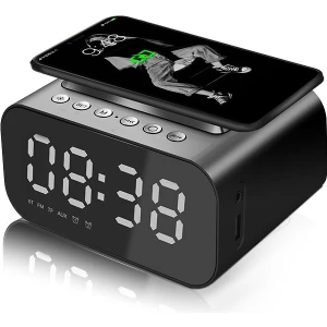 Yeni Kablosuz Şarj Bluetooth Hoparlör Saat LED Çalar Saat Sesi (Yurt Dışından)