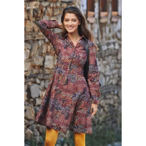 Los Banditos Düğmeli Uzun Kollu Diz Boyu Gömlek Elbise