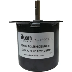 Ikon Teknik 1.2 Rpm 60KTYZ 14W Ac Redüktörlü Senkron Motor, Çevirme Motoru, Düşük Hızlı Dişli Çevirme Motoru