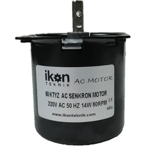 Ikon Teknik 60RPM 14W 60KTYZ Ac Senkron Motor, Dakikada 60 Tur Dönen Dişli Motor, 14W, Redüktörlü Motor