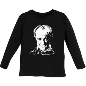 Boncuk Avm Siyah Uzun Kollu Atatürk Tişörtü