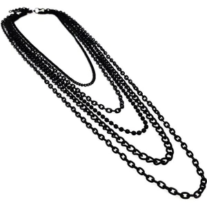 Siyah Zincir Çoklu Kadın Kolye