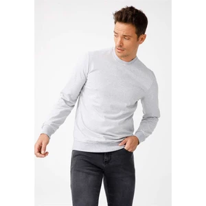 Erkek A.gri Modernfit / Dar Kalıp Bisiklet Yaka Sweatshirt