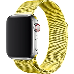Apple Watch Uyumlu 42-44MM Krd1 Metal Hasır Kordon Sarı