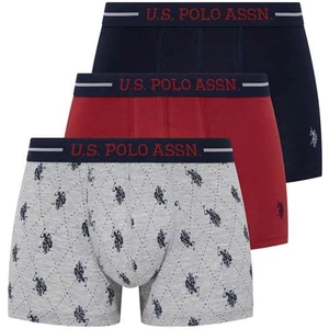 U.S. Polo Assn. 80328 Erkek 3'lü Boxer - Bordo&lacivert&grmlj.baskılı