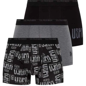 U.S. Polo Assn. 80338 Erkek 3'lü Boxer - Antrasitmelanj&siyah&grimelanj