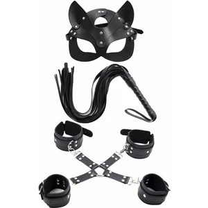 Vonda Wear 007-SIYAH Çapraz Kelepçe Maske ve Kırbaç Harnes Fantezi Aksesuar Set