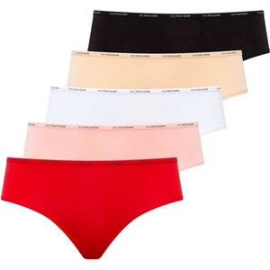 U.S. Polo Assn. 67002 Kadın 5'li Yüksek Bel Slip - Siyah&ten&beyaz&somon&kırmızı