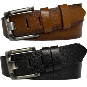 Deri 2'li Geniş Dilli Set Siyah, Tosado 4.5 cm Kot, Spor Kemer