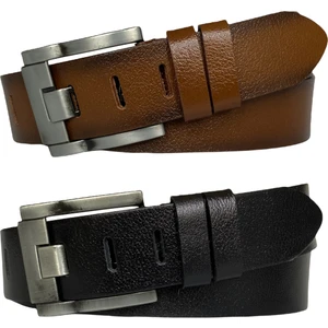 Deri 2'li Geniş Dilli Set Siyah, Tosado 4.5 cm Kot, Spor Kemer