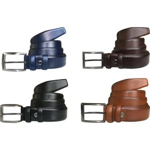Deri 4'lü Set Klasik Kumaş Pantolon Kemeri; Siyah, Kahverengi, Lacivert, Taba 3,5 cm