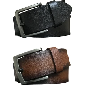 Deri 2'li Set 4.5 cm Kot, Spor Kemer Siyah, Kahverengi