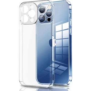 Apple iPhone 13 Pro (6.1") Kılıf 3D Kamera Lens Korumalı Tıpalı Şeffaf Silikon