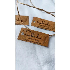 Çikoleyt Design Kraft Teşekkürler Güzel Günlerde Kullanmanız Dileğiyle - Delikli (2,5x5,5 Cm) 50 Adet