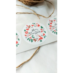 Çikoleyt Design Yapışkanlı Etiket - Merry Christmas - Yeni Yıl, Yılbaşı Etiketi (4 Cm) 50 Adet