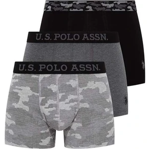 U.S. Polo Assn. 80300 Erkek 3'lü Boxer - Siyah&antrasitmelanj&kamuflaj