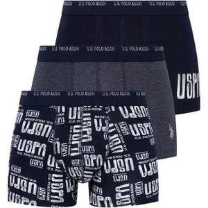 U.S. Polo Assn. 80338 Erkek 3'lü Boxer - Lacivert&lacivertmelanj&baskılı