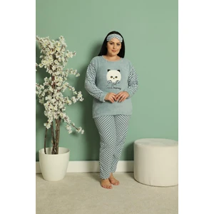 Kadın Uzun Kollu Cepli Polar Büyük Beden Pijama Takımı