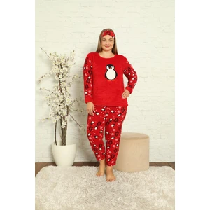 Kadın Uzun Kollu Cepli Polar Büyük Beden Pijama Takımı