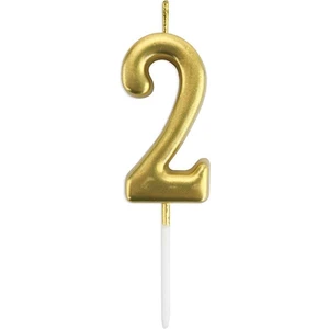 Bal10 Dünyası 2 Yaş Altın Renkli Rakam Mum 12 cm Doğum Günü Kutlamaları İçin