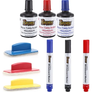 Beyaz Tahta Yazı Seti Brons Mürekkep  Brons Kalem  Brons Silgi