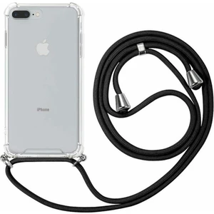 Iphone 7 Plus 8 Plus Boyundan Askılı Şeffaf Darbe Emici Silikon Telefon Kılıfı Siyah Ipli Şeffaf - Siyah