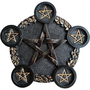 Pentagramı Cadı Tealight Tutucu Şamdan Tutucu Siyah Bakır (Yurt Dışından)