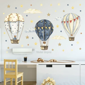 Sticker Ekspres Ayıcıklı Uçan Balonlar Çocuk Odası Duvar Sticker Seti