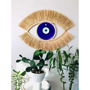 BH Bohem Handmade El Yapımı Doğal Rafya Göz Nazarlık Duvar Dekorasyon