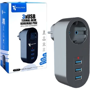 Termal Akım Korumalı Tekli Priz 3xUSB Isıya Karşı Dayanıklı Ftr-07 323033
