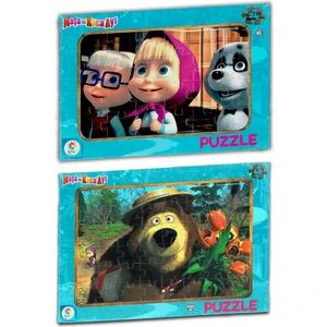 Laço Kids Maşa ile Koca Ayı 2'li Lisanslı Frame Puzzle/yapboz (24+48 Parça)