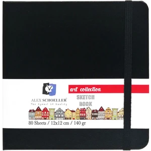 Alex Schoeller Art Collection Sketch Book Sert Kapak Eskiz Çizim Defteri 80 Yaprak 140 gr 12 x 12 cm Siyah